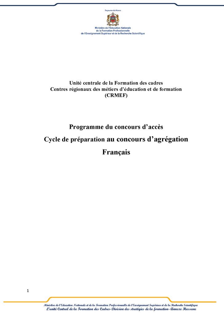 Programme d'accès au cycle de préparation de l'agrégation de français-p1