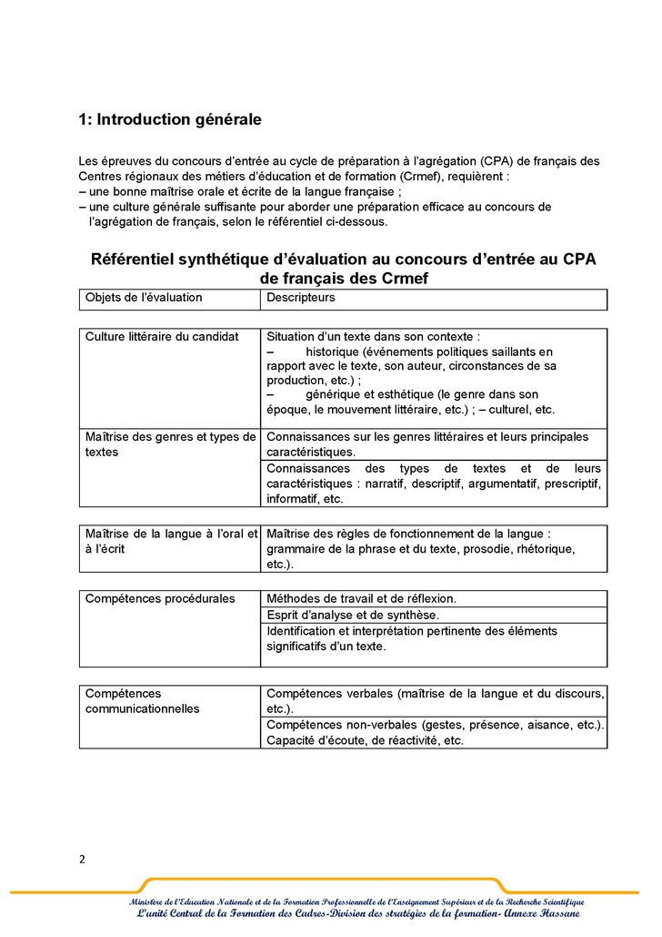 Programme d'accès au cycle de préparation de l'agrégation de français-p2